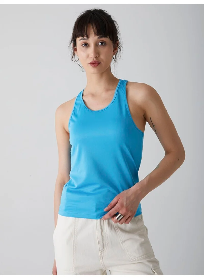 ال تي بي Women's Back Detailed Blue Tank Top