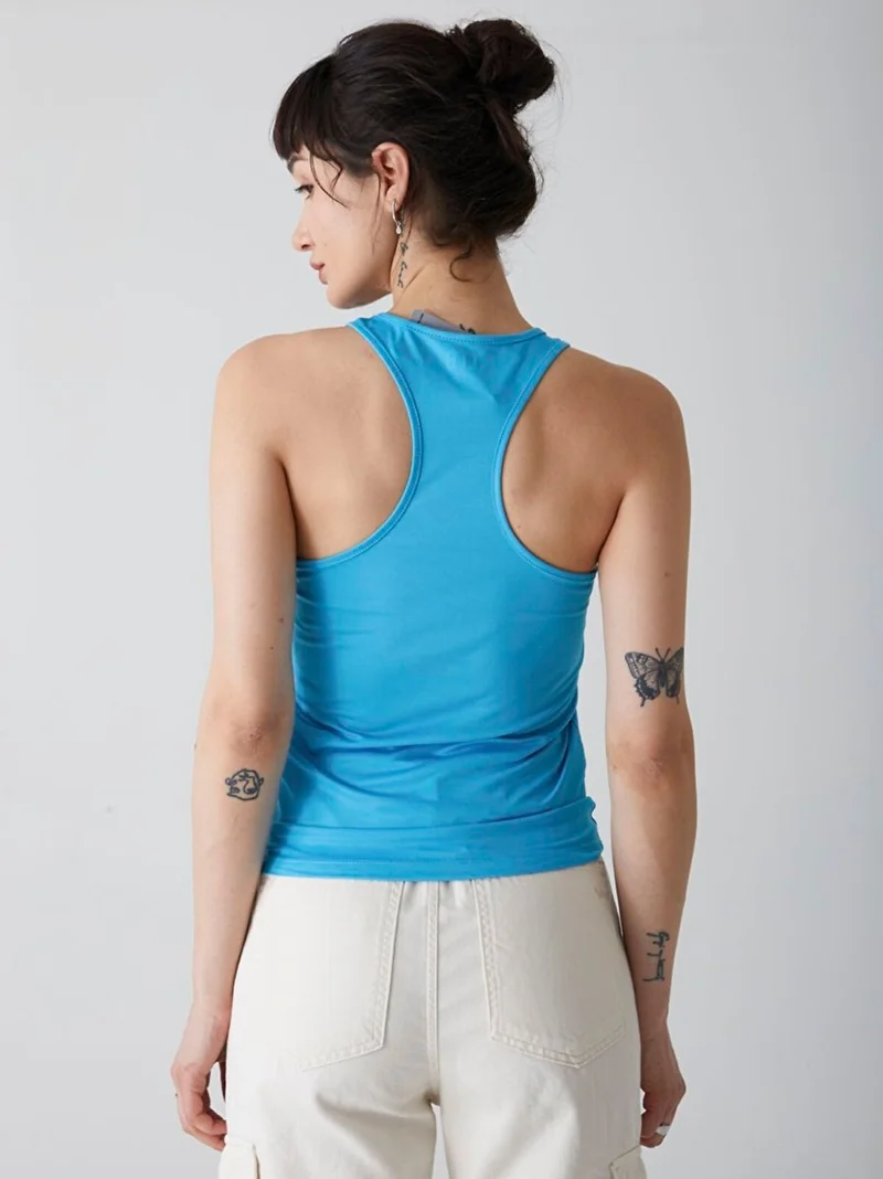 LTB Women's Back Detailed Blue Tank Top