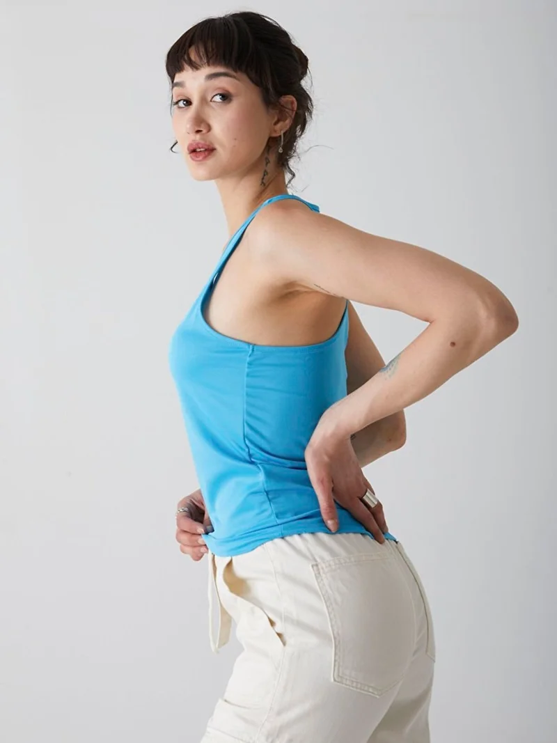LTB Women's Back Detailed Blue Tank Top