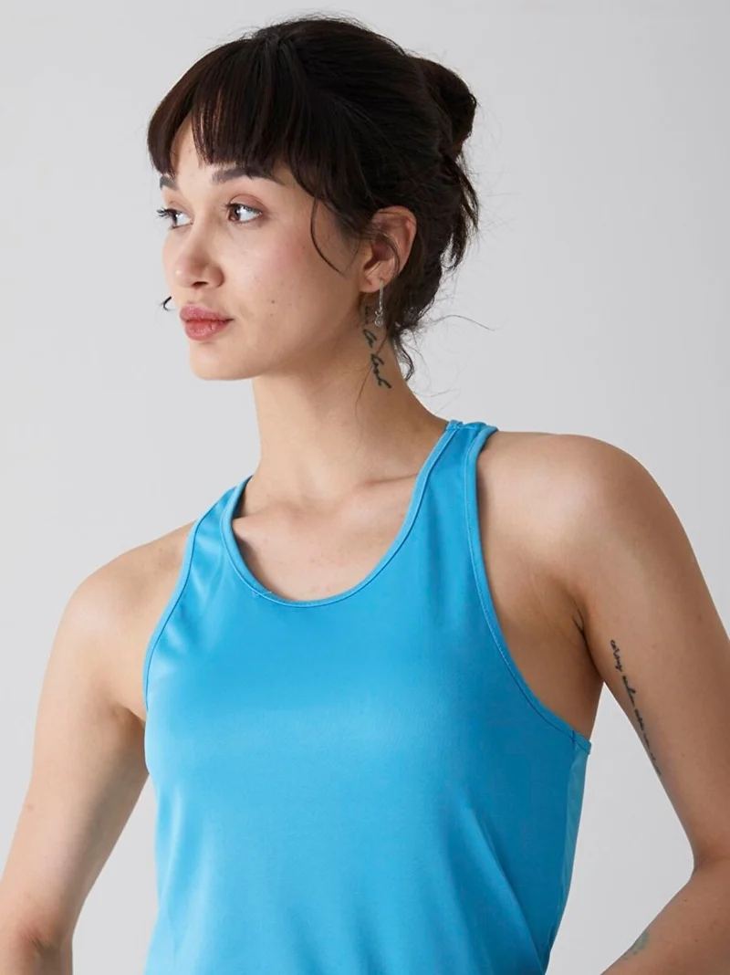 LTB Women's Back Detailed Blue Tank Top