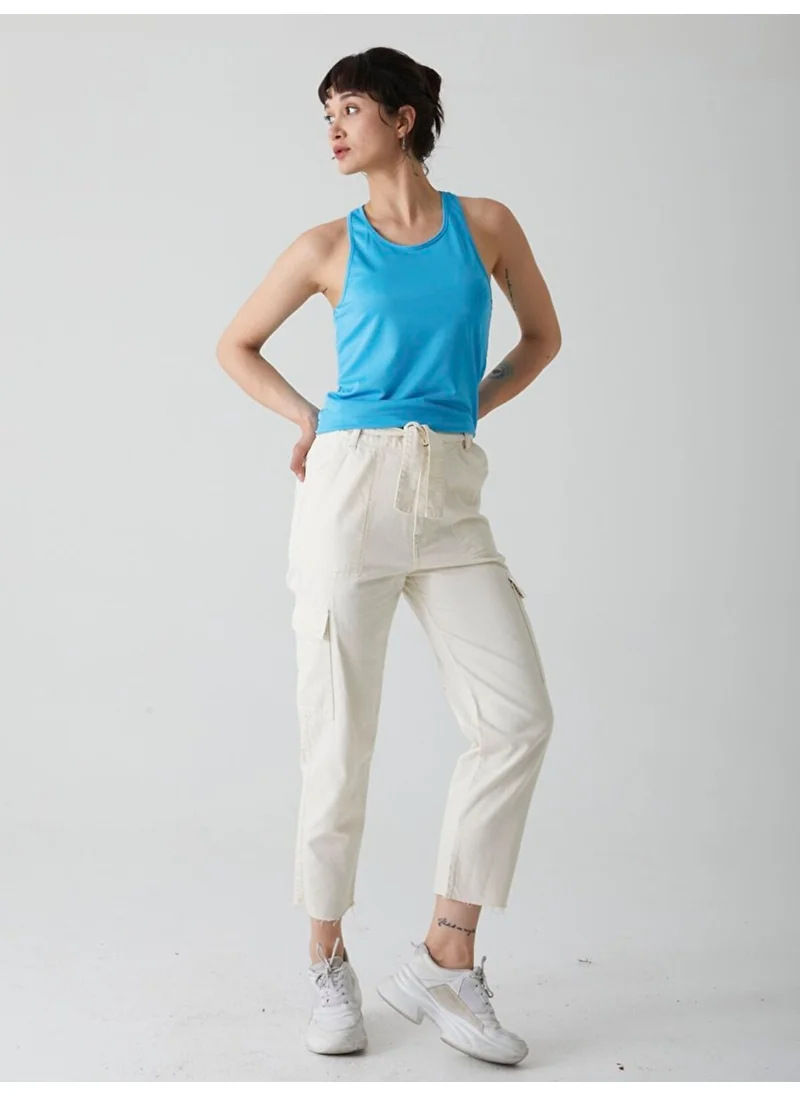 ال تي بي Women's Back Detailed Blue Tank Top