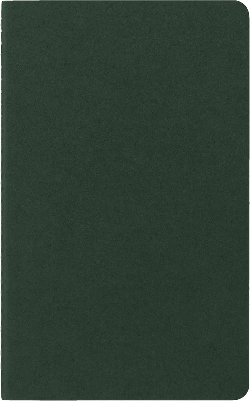 - Cahier Journal - Set 3 Notebooks with Ruled Pages - Cardboard Cover with Visible Cotton Stiching - Color Myrtle Green - Large 13 x 21 cm - 80 Pages - Image 2