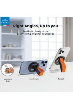 Brave MagSafe Magnetic Holder and Grip for iPhone and Samsung, Removable Magnetic Stand, Desk Mount, Compatible with iPhone 16/15/14/13/12 Series and All iOS and Android Devices, Strong Magnetic Grip, Portable Phone and Tablet Holder, Universal Magnetic Phone Mount and Holder (Orange/Black)  - Image 3