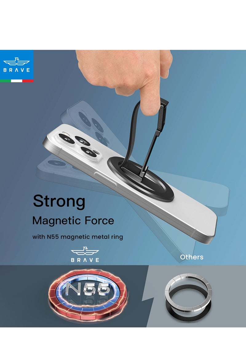 Brave MagSafe Magnetic Holder and Grip for iPhone and Samsung, Removable Magnetic Stand, Desk Mount, Compatible with iPhone 16/15/14/13/12 Series and All iOS and Android Devices, Strong Magnetic Grip, Portable Phone and Tablet Holder, Universal Magnetic Phone Mount and Holder (Orange/Black)  - Image 5