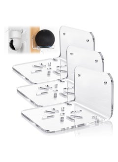 XICEN 3 pcs Acrylic Small Wall Shelf, Mounting Brackets for Security Cameras, Speakers, Baby Monitors & More, 4 inch Universal Adhesive Shelf Easy to Install No Drill, with Cable Clips  - Image 1