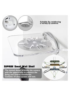 XICEN 3 pcs Acrylic Small Wall Shelf, Mounting Brackets for Security Cameras, Speakers, Baby Monitors & More, 4 inch Universal Adhesive Shelf Easy to Install No Drill, with Cable Clips  - Image 3