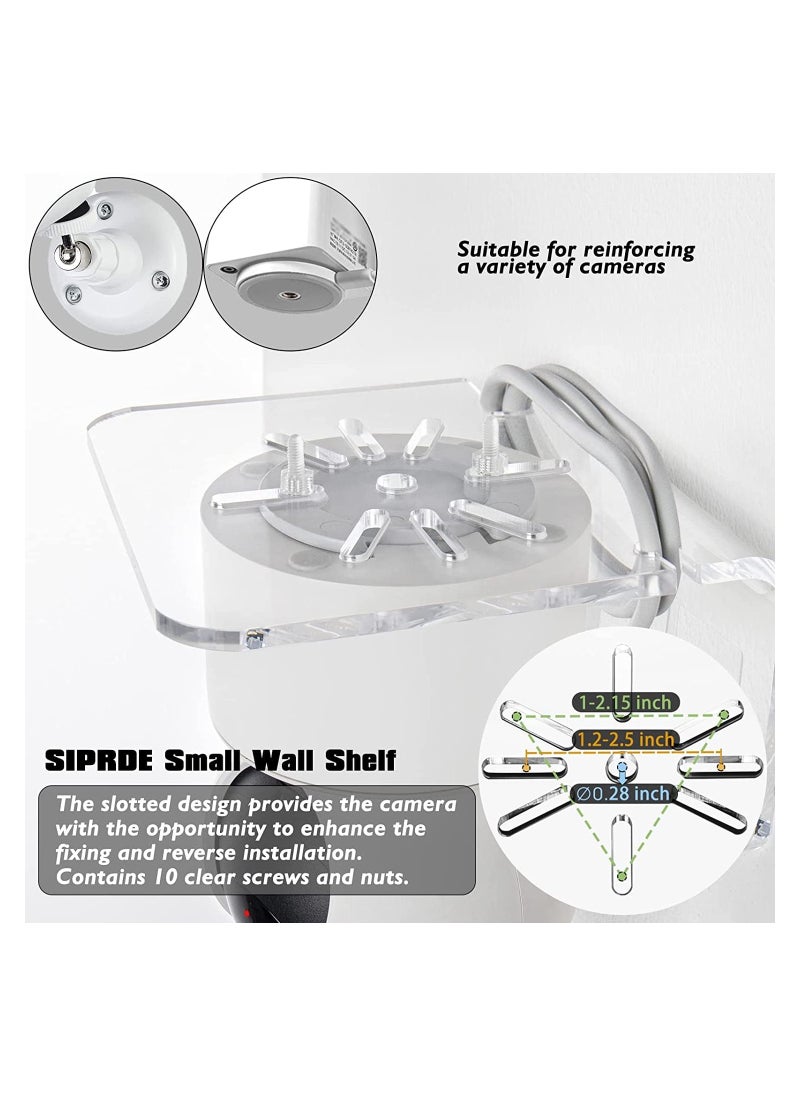 XICEN - 3 pcs Acrylic Small Wall Shelf, Mounting Brackets for Security Cameras, Speakers, Baby Monitors & More, 4 inch Universal Adhesive Shelf Easy to Install No Drill, with Cable Clips - Image 1