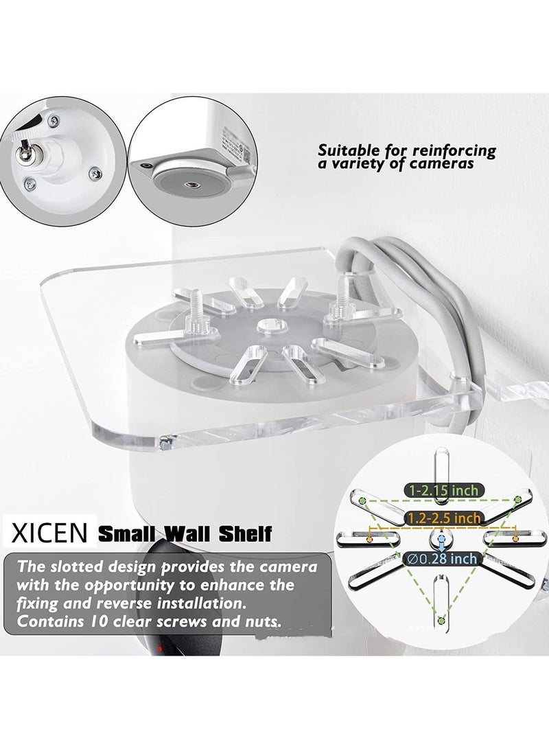 XICEN 3 pcs Acrylic Small Wall Shelf, Mounting Brackets for Security Cameras, Speakers, Baby Monitors & More, 4 inch Universal Adhesive Shelf Easy to Install No Drill, with Cable Clips - Image 3