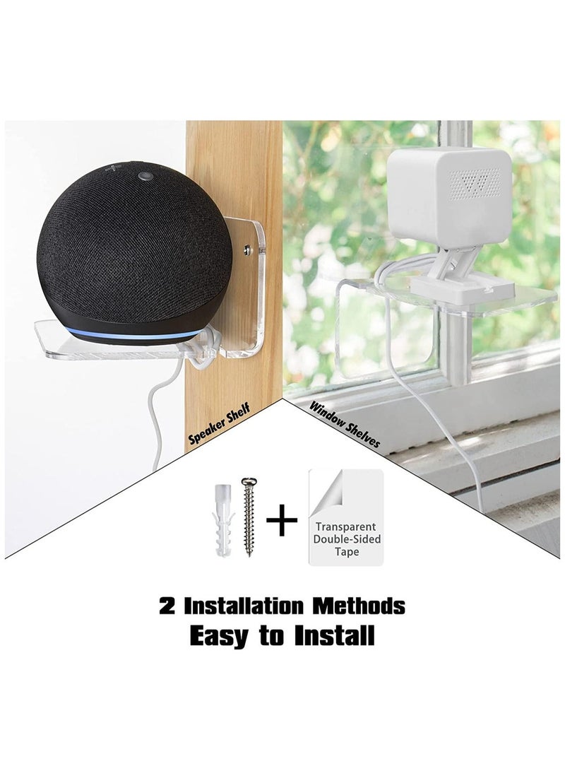 XICEN 3 pcs Acrylic Small Wall Shelf, Mounting Brackets for Security Cameras, Speakers, Baby Monitors & More, 4 inch Universal Adhesive Shelf Easy to Install No Drill, with Cable Clips - Image 4