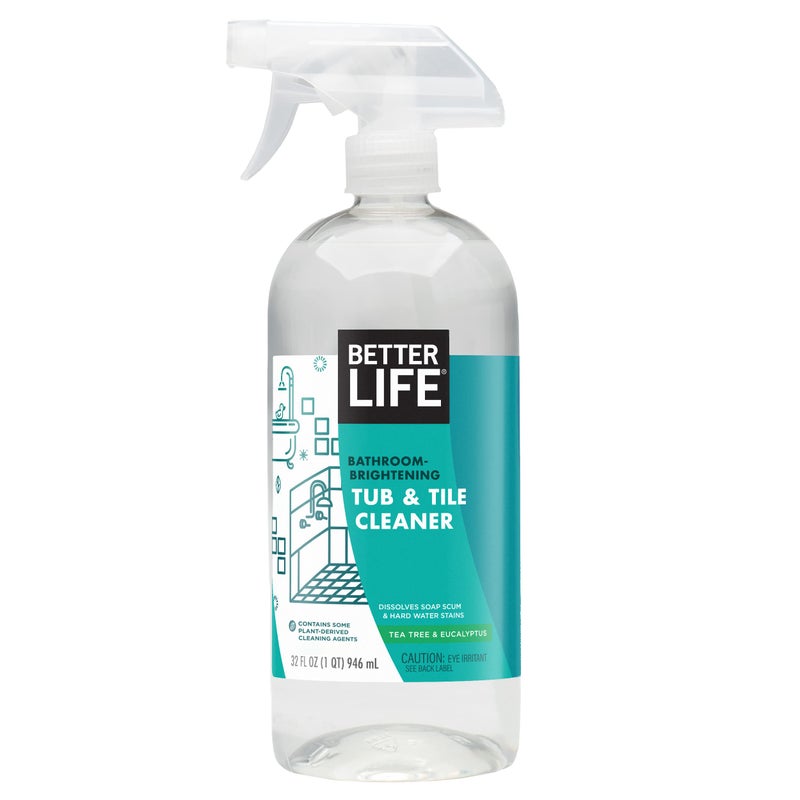 BETTER LIFE Bathroom Cleaner - Tea Tree Bathtub & Shower Cleaner Spray for Glass and Tile - Foaming Mold and Mildew Remover for Tub Works on Hard Water Stains - 32oz, Pack of 1 - Image 1