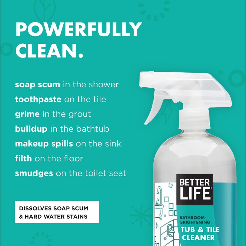 BETTER LIFE Bathroom Cleaner - Tea Tree Bathtub & Shower Cleaner Spray for Glass and Tile - Foaming Mold and Mildew Remover for Tub Works on Hard Water Stains - 32oz, Pack of 1 - Image 3