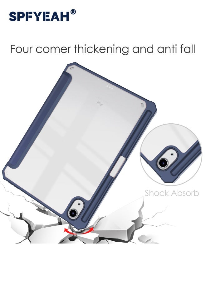 SPFYEAH iPad Mini 7 (7th Gen, 2024) / iPad Mini 6 (6th Gen, 2021) Case, Flip Hybrid Slim Case with Trifold Stand Pencil Holder, Auto Wake Sleep, Smart Magnetic Cover Clear Acrylic Back Shockproof Case for iPad Mini 7/6 8.3inch, Blue - Image 5