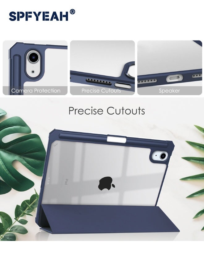SPFYEAH iPad Mini 7 (7th Gen, 2024) / iPad Mini 6 (6th Gen, 2021) Case, Flip Hybrid Slim Case with Trifold Stand Pencil Holder, Auto Wake Sleep, Smart Magnetic Cover Clear Acrylic Back Shockproof Case for iPad Mini 7/6 8.3inch, Blue - Image 3