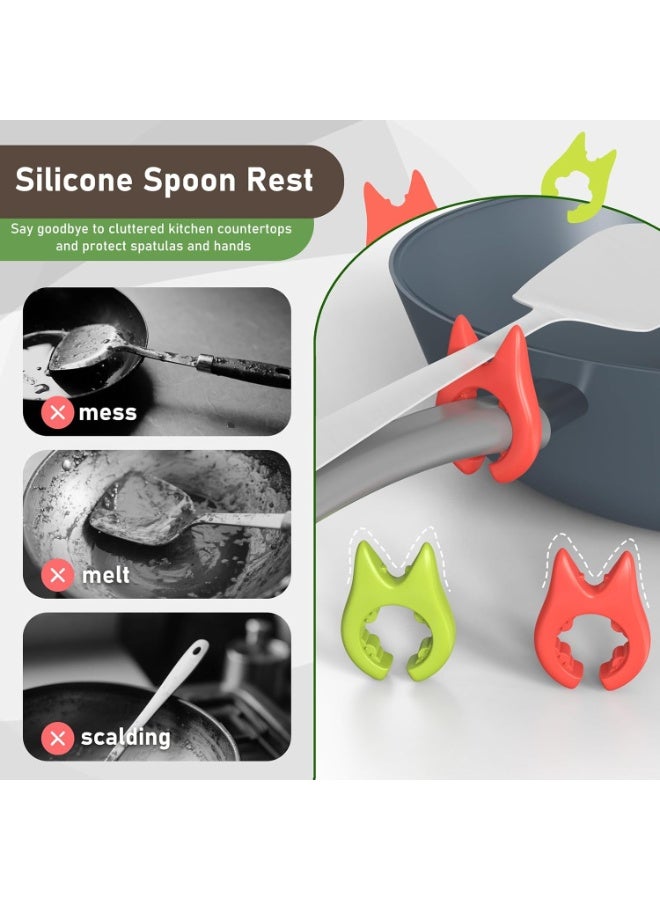 سونسر 3 قطع مسند ملاعق للطهي، حامل ملاعق ومقالي من السيليكون، مشبك مقلاة مانع للانزلاق، مسند مقاوم للحرارة لأدوات المطبخ لوضع الملاعق والملاعق المسطحة بعد الطهي - Image 4