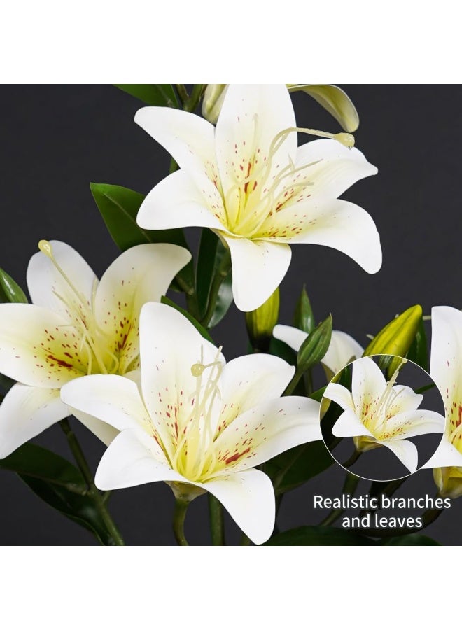 LATIFA Artificial White Lily Flowers, 27.5 Inch Faux Plants for Indoor & Outdoor Decor, 2 Pieces - Image 3