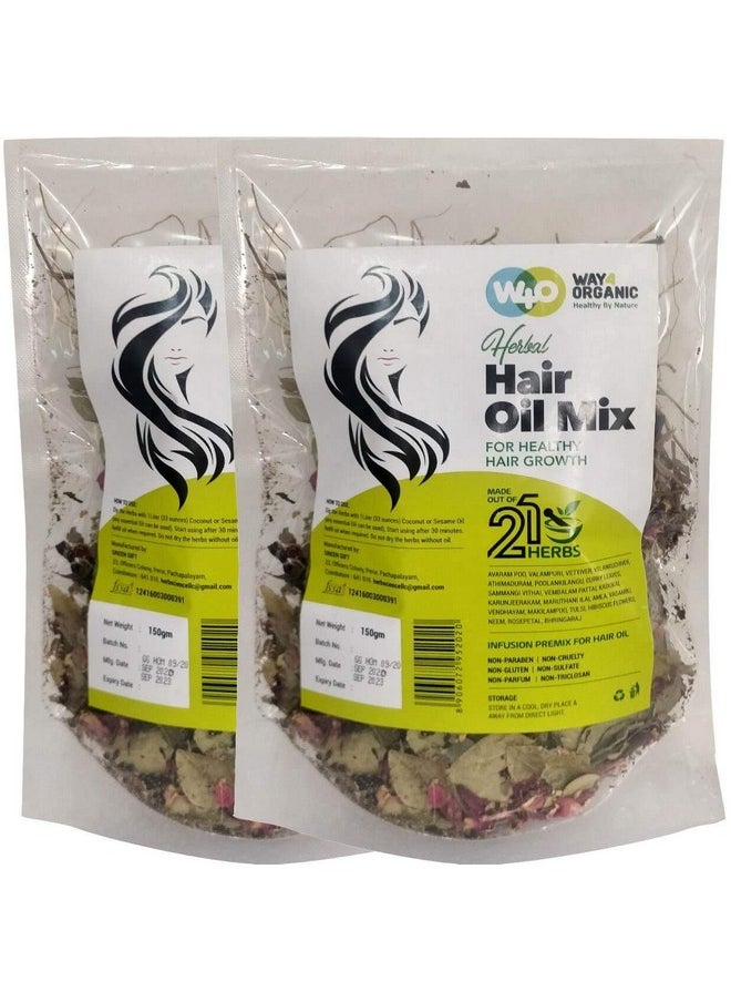 Way4Organic Oil Mix Of 21 Herbs For Thick Long Hair Growth 150 Grams(2 Pack) Hairfall Hair Repair Scalp Care Haircare Both For Men & Women Way4Organic  - Image 1