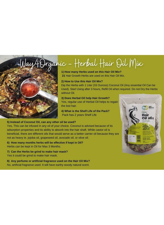 Way4Organic Oil Mix Of 21 Herbs For Thick Long Hair Growth 150 Grams(2 Pack) Hairfall Hair Repair Scalp Care Haircare Both For Men & Women Way4Organic  - Image 3