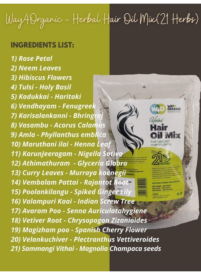 Way4Organic Oil Mix Of 21 Herbs For Thick Long Hair Growth 150 Grams(2 Pack) Hairfall Hair Repair Scalp Care Haircare Both For Men & Women Way4Organic  - Image 4