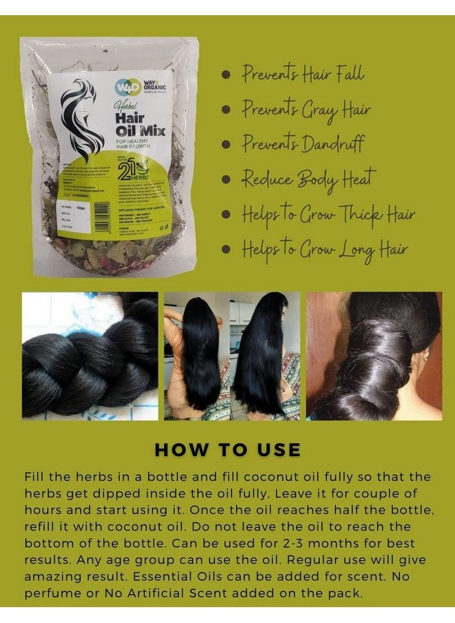 Way4Organic Oil Mix Of 21 Herbs For Thick Long Hair Growth 150 Grams(2 Pack) Hairfall Hair Repair Scalp Care Haircare Both For Men & Women Way4Organic  - Image 2