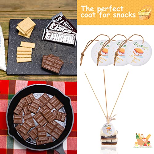 WANGDEFA 100 pcs S'more Fun Bag set Clear Gusseted Poly Bags with S'mores Fun Tag and Bamboo Stick for Smores - Image 4
