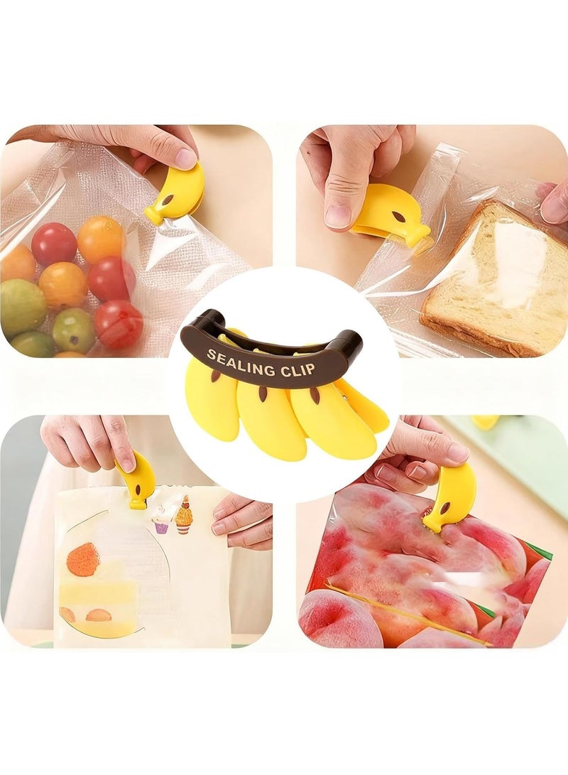 مجموعة مشابك أكياس الموز، 3 قطع مع حامل مغناطيسي على شكل غصن، لتنظيم وتخزين أكياس الوجبات الخفيفة والخبز والحبوب والقهوة ورقائق البطاطس في الثلاجة والمطبخ، إكسسوار عملي مزخرف - Image 1