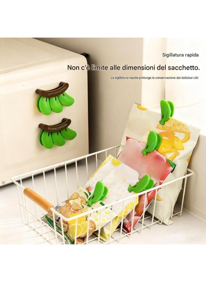 مجموعة مشابك أكياس الموز، 3 قطع مع حامل مغناطيسي على شكل غصن، لتنظيم وتخزين أكياس الوجبات الخفيفة والخبز والحبوب والقهوة ورقائق البطاطس في الثلاجة والمطبخ، إكسسوار عملي مزخرف - Image 5