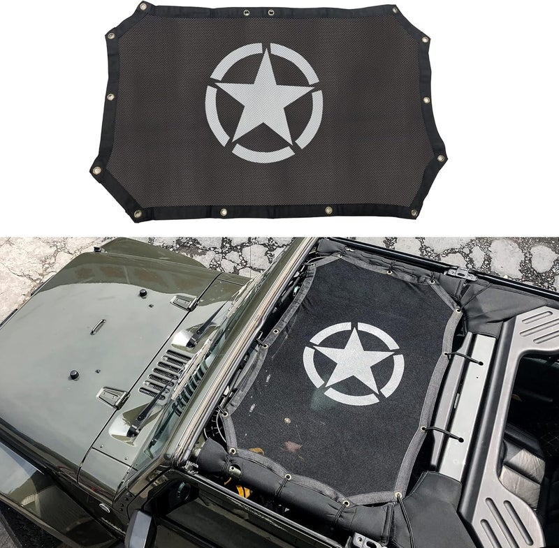 Bestaoo Full Mesh Sunshade Top Cover for Jeep Wrangler JK & JKU 2007-2017 - Star - Image 1