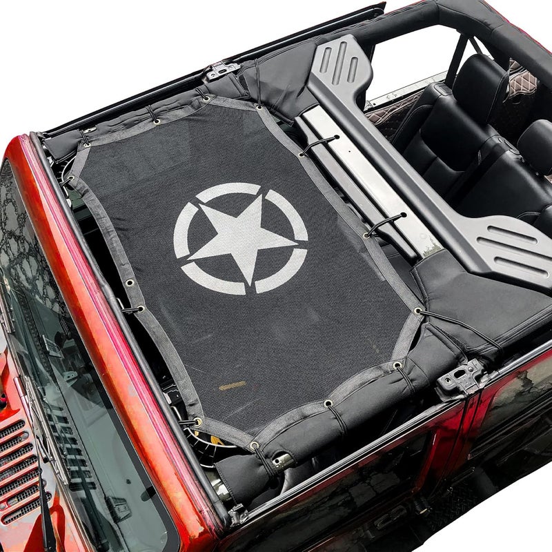 Bestaoo Full Mesh Sunshade Top Cover for Jeep Wrangler JK & JKU 2007-2017 - Star - Image 3