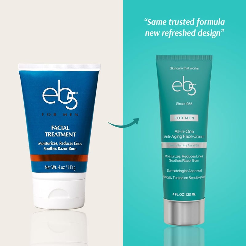 eb5 Menâ€™s All-in-one Anti-Aging Face Cream | Formulated with Retinol, Vitamins E, B5, and A to Moisturize, Reduce Lines and Soothe Razor Burn - 4 Fl Oz - Image 2