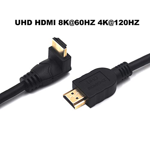 Kework 2 Feet 48Gbps HDMI 8K@60Hz Ultra HD Cable, Straight Male to Down Angle Male HDMI 2.1 High Speed Shield Cord for Xbox TV PS4 PS5 Switch, Support 4K@120Hz, 3D Dynamic HDR - Image 4