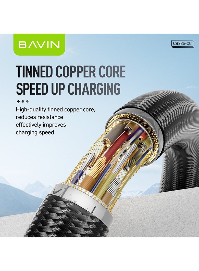 Bavin Bavin CB335 Fast Charging PD 30W  Aluminum Alloy Data Cable Wth 1.2 Meter Thicker Wire Material For Type-C To Ios Black  - Image 3