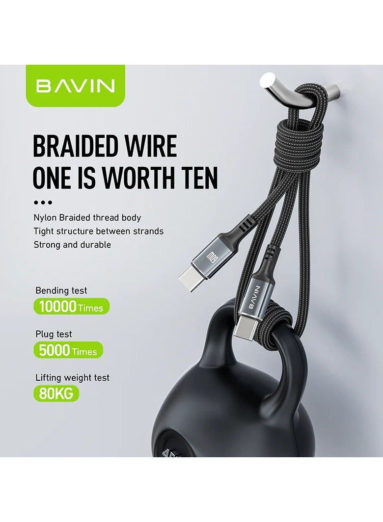 Bavin Bavin CB335 Fast Charging PD 30W  Aluminum Alloy Data Cable Wth 1.2 Meter Thicker Wire Material For Type-C To Ios Black  - Image 2