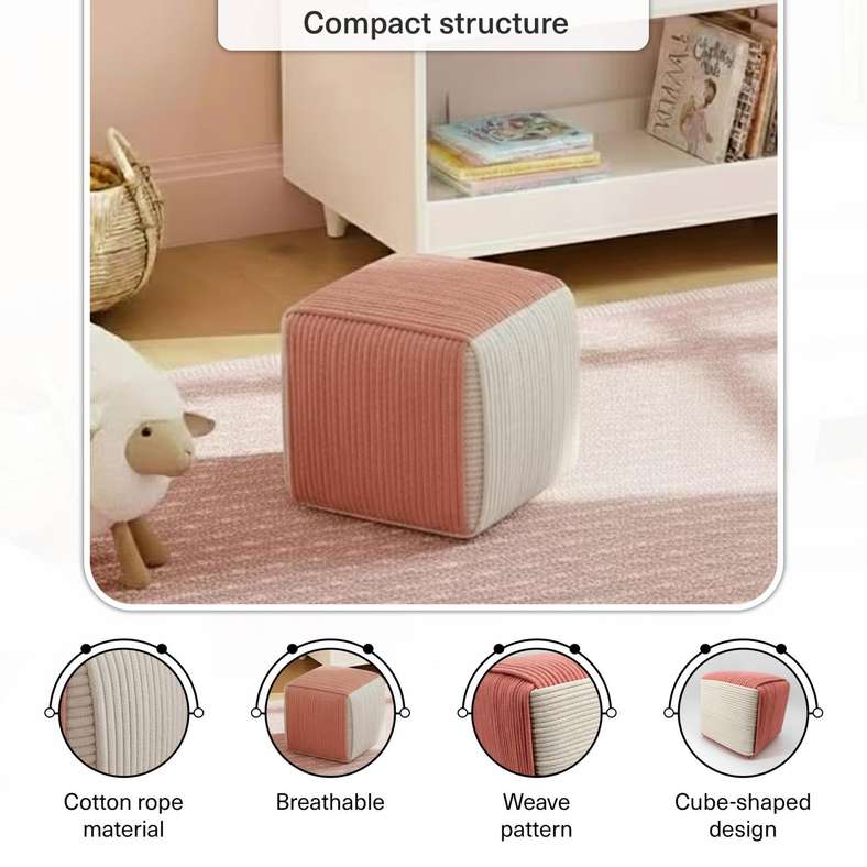 Pan Home Trudo Pouf - Pink 31x31x31cm - Image 5