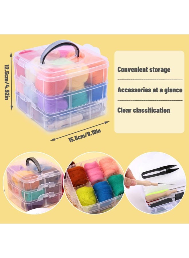 JUPEAN Needle Felting Kit, Wool Roving (5g/Color), Complete Needle Felting Starter Kit with Basic Felt Tools and Supplies Wool Fibre Spinning Craft Wet Felting Material for Beginners - Image 4