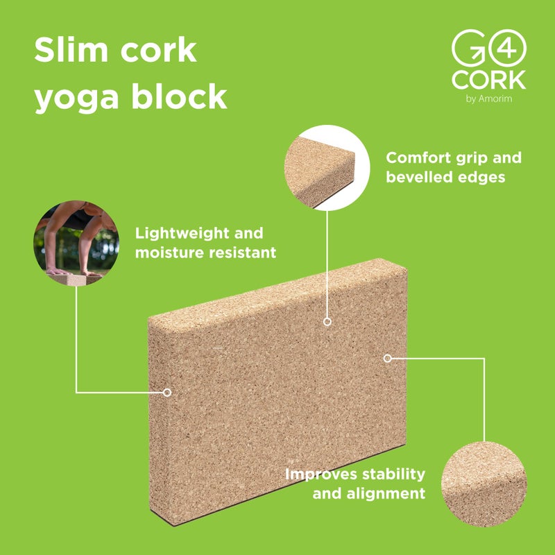 Go4Cork كتلة يوغا من غوفورك مصنوعة من الفلين لليوغا، البيلاتس والتأمل | غير قابلة للانزلاق، مضادة للحساسية، مستدامة، غير سامة - Image 2