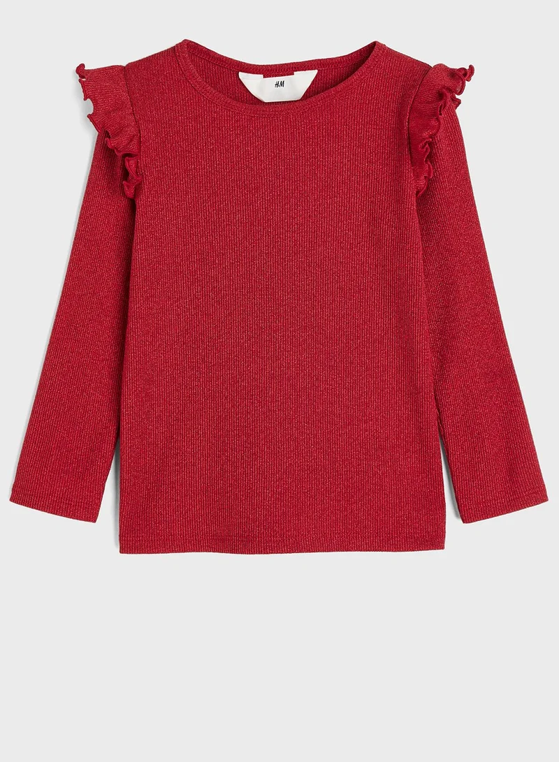 H&M Kids Frill Trimmed Ribbed Top