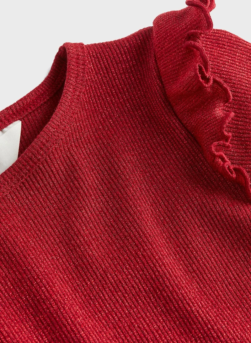 H&M Kids Frill Trimmed Ribbed Top
