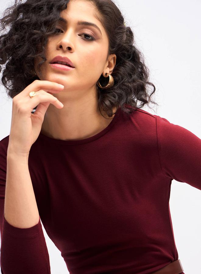 ساسافراس فستان بورغندي بكسرات - Image 4