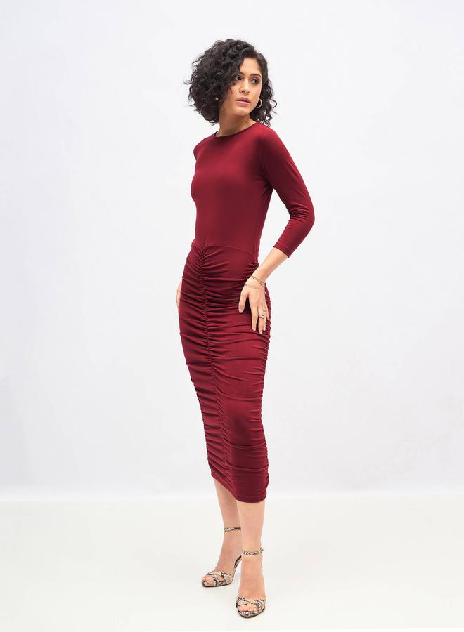 ساسافراس فستان بورغندي بكسرات - Image 3