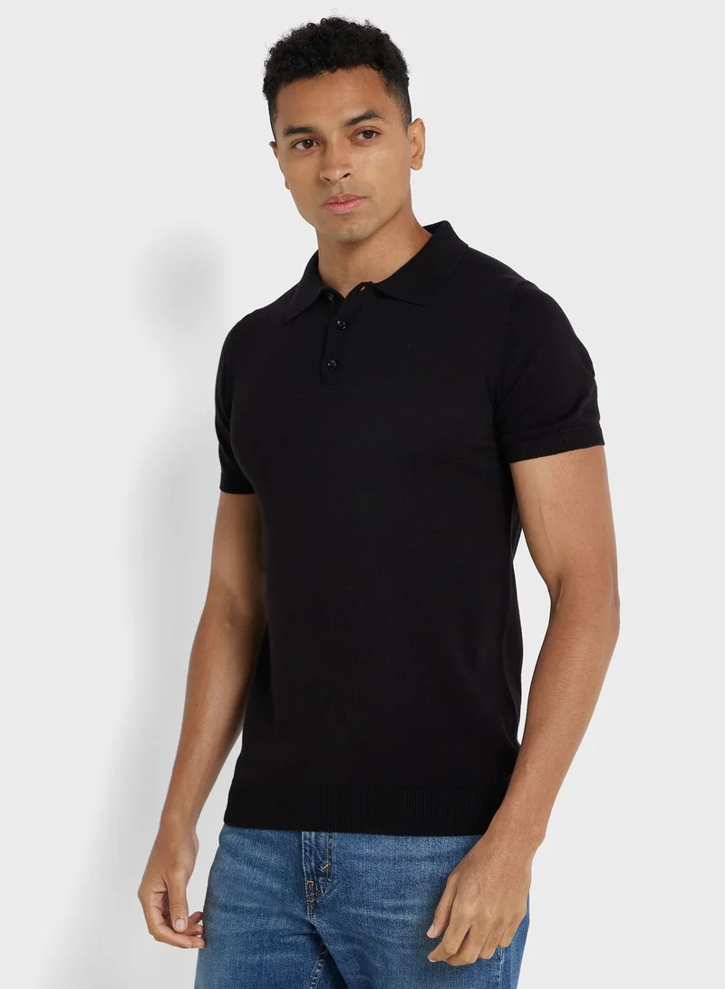 Robert Wood Knit Polo Shirt