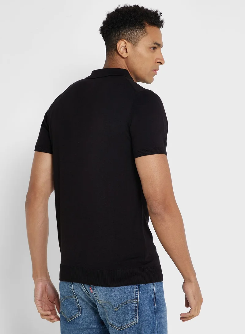 Robert Wood Knit Polo Shirt