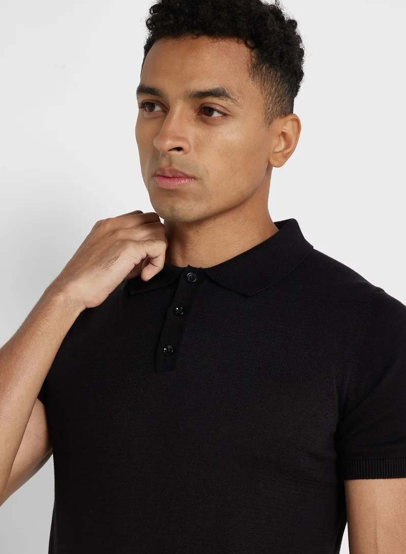 Robert Wood Knit Polo Shirt
