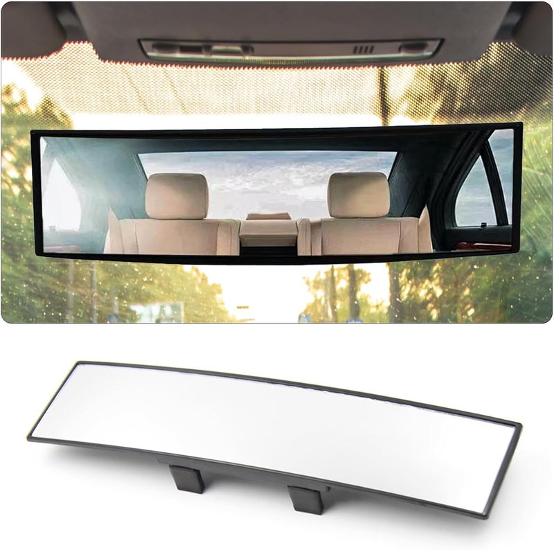 PINKE 12 Inch Rear View Mirror, Clip-On Universal Panoramic Convex Interior Car Mirror, HD Anti-Glare Wide Angle for Cars SUVs, Trucks, Car Accessories Interior - Image 1