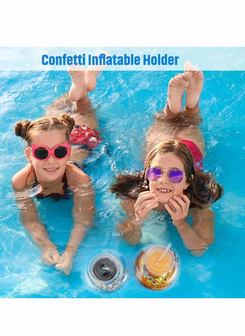 SYOSI - Inflatable Drink Holder, Confetti Drink Pool Floats Inflatable Cup Coasters Cup Drink Holders for Summer Pool Party Supplies and Fun Bath Shower Toys (10 Pieces) - Image 1