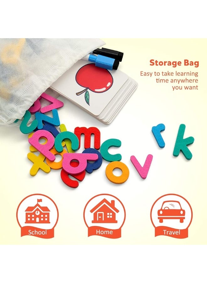 Coogam Coogam Reading & Spelling Learning Toy, Wooden Letters Flash Cards Sight Words Matching ABC Alphabet Recognition Game Preschool Educational Tool Set for 3 4 5 Years Old Boys and Girls Kids  - Image 1