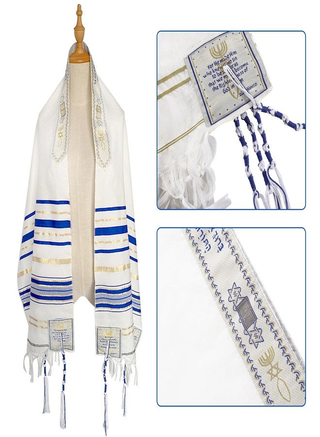 Ohmique Tallit Prayer Shawl with Bag, Soft Fabric 70"x 20" Tallit Prayer Cloth Israel for Men & Women - Image 2