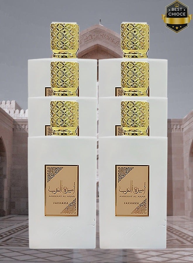 FAKHAMA 6 Pieces Ameerat Al Arab Perfume White For Women 100ml EDP - Image 1