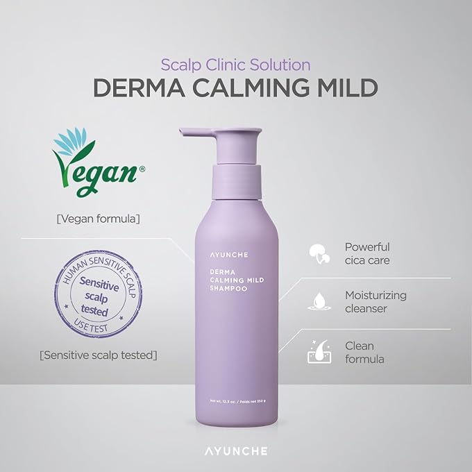 AYUNCHE Derma Calming Shampoo 11 fl. oz. [For Dry & Sensitive Scalp] | Gentle Hydrating Scalp Care | Strengthen Scalp Barrier | Vegan Shampoo | Korean Salon Brand - Image 3