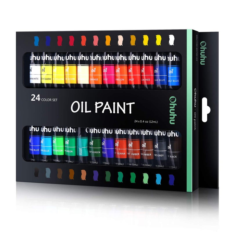 Ohuhu Oil Paint Set, 24 Oil-Based Colors, 12ml/0.42oz x 24 Tubes Non-Toxic Oil Painting Set Supplies for Canvas Painting Artist Kids Beginners Adults Classroom DIY Art Supplies Gift - Image 1