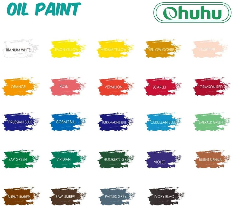 Ohuhu Oil Paint Set, 24 Oil-Based Colors, 12ml/0.42oz x 24 Tubes Non-Toxic Oil Painting Set Supplies for Canvas Painting Artist Kids Beginners Adults Classroom DIY Art Supplies Gift - Image 5
